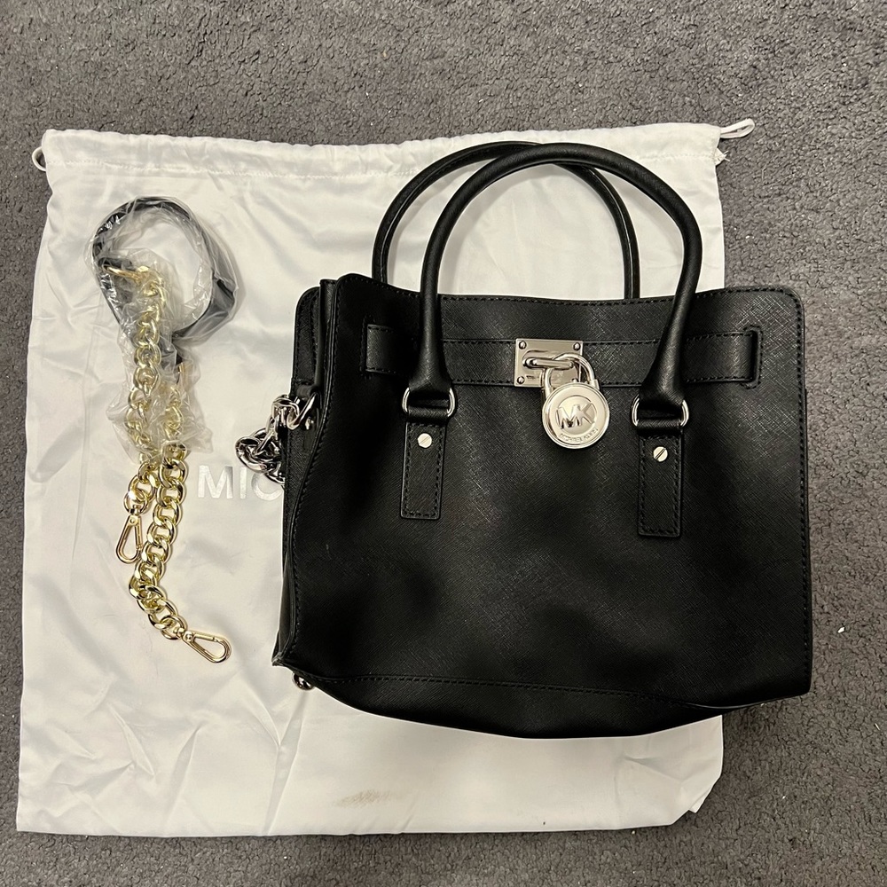 MICHAEL Michael Kors Hamilton Medium Saffiano Leather Satchel Black